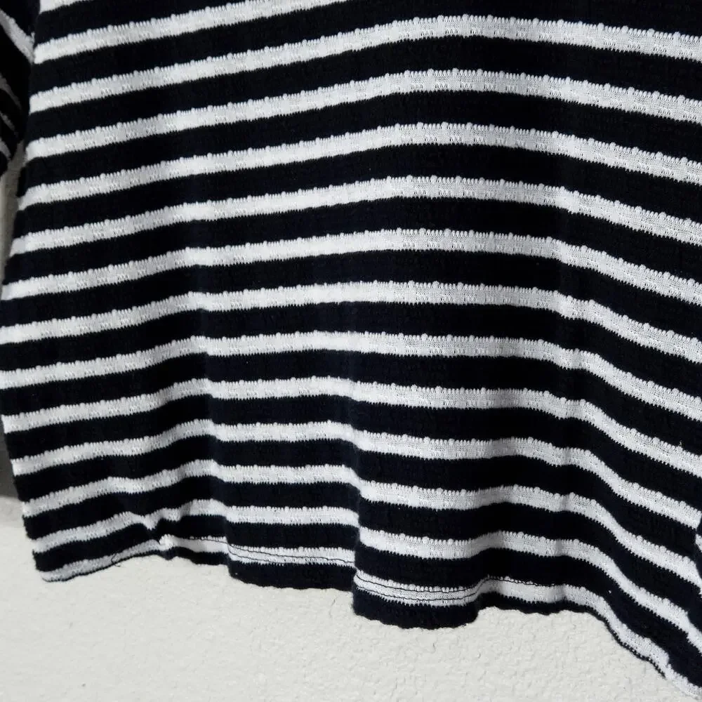 Free People Cropped Striped Knit Top Small Black White Nautical Preppy - Picture 4 of 7
